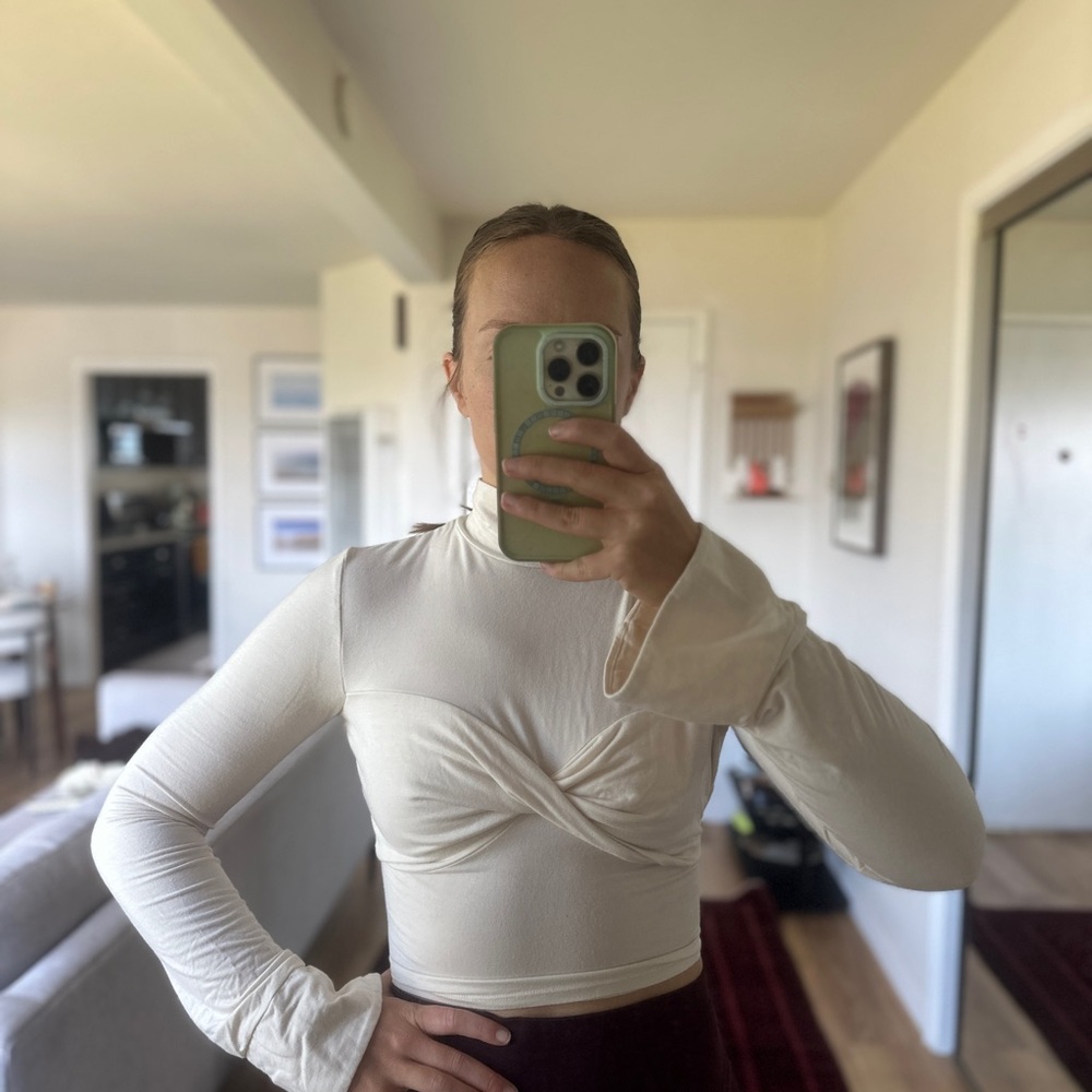 Reformation Cropped Backless Mock neck sweater